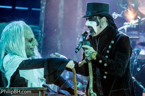 King Diamond was up to his usual theatrics.